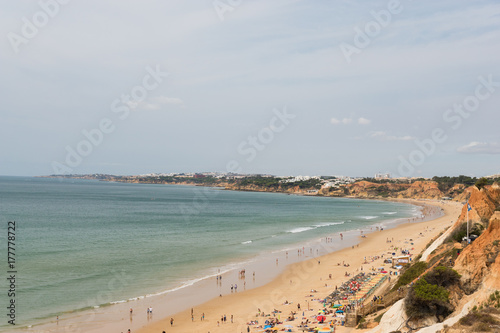 Aerial view of a Falesia beach near Albufeira in Algarve, Portugal © pashan