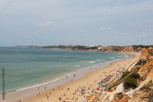 Aerial view of a Falesia beach near Albufeira in Algarve, Portugal © pashan
