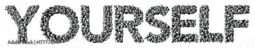 Yourself word made from a skull font. 3D Rendering