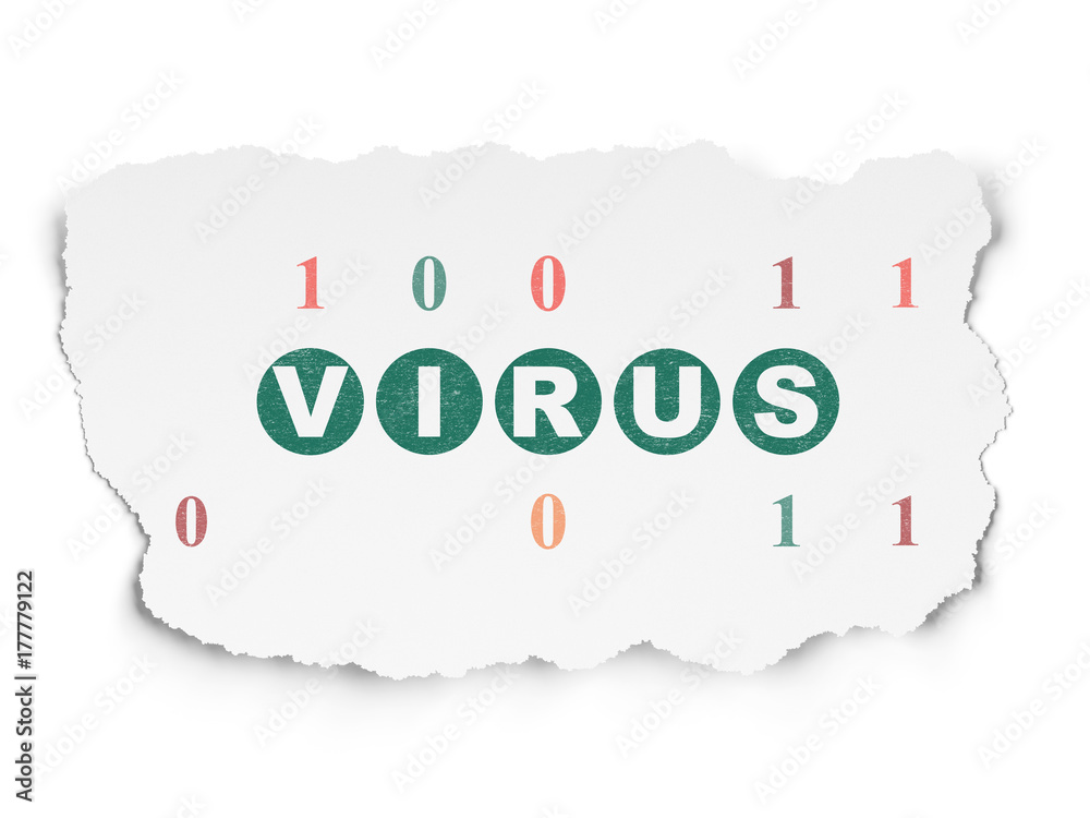 Protection concept: Virus on Torn Paper background