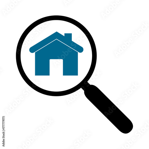 illustration of a magnifier and a silhouette of a house