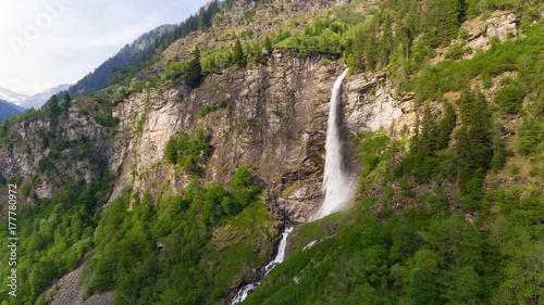 Aerial view of waterfall near Rossa in Ticino  Swiss