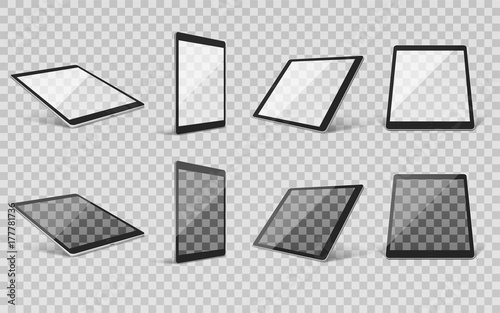Tablet Realistic Transparent Set