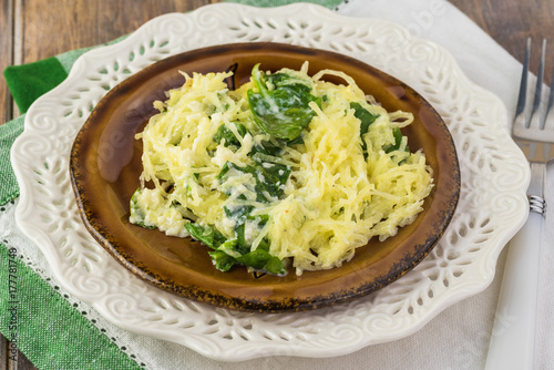 Spinach cheese spaghetti squash.