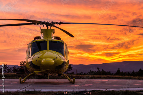 Helicopter on a sunset