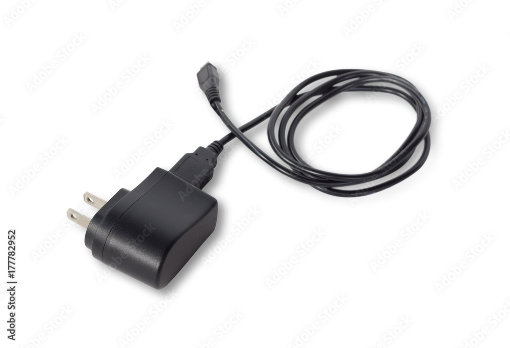 Battery charger for mobile isolated on white background Battery charger for mobile isolated on white background