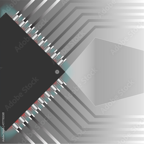 Microchip pattern background and right clear glass banner. Vector EPS10 illustration design.