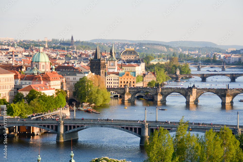 Bridges in Prague - obrazy, fototapety, plakaty 
