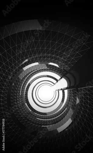 Fototapeta Naklejka Na Ścianę i Meble -  Abstract black shining tunnel interior 3d