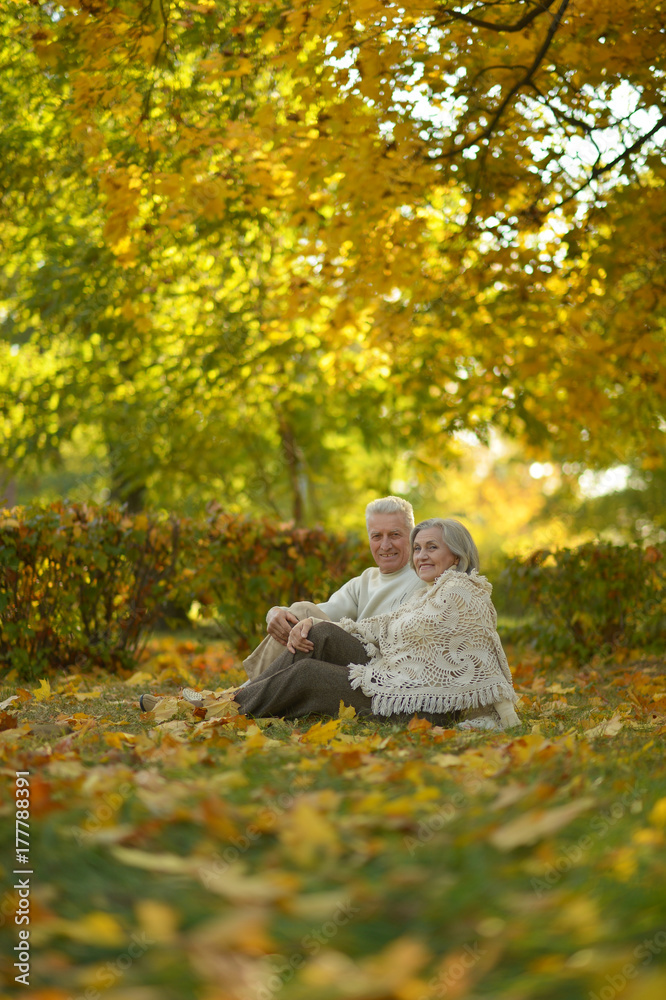 Senior couple relaxing in park Senior couple relaxing in park