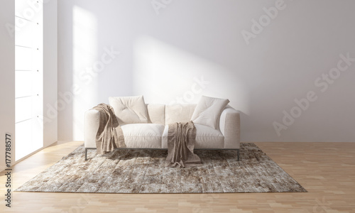 Fotografía Sofa on carpet in bright room