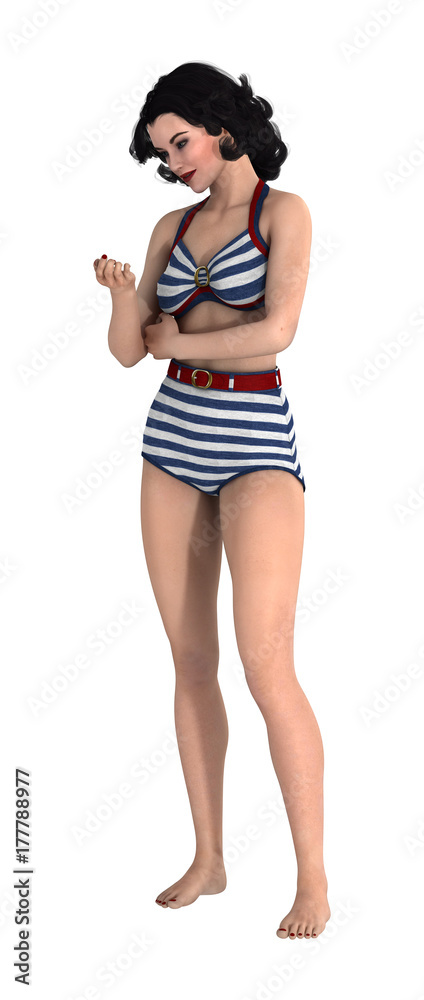 3D Rendering Pinup Girl on White 3D Rendering Pinup Girl on White