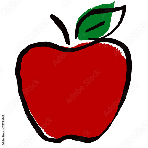 Red apple illustration child hand drawing