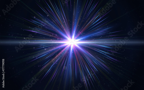 digital lens flare in black background.Beautiful rays of light.Cross flare with dust on space.Colorful sun light