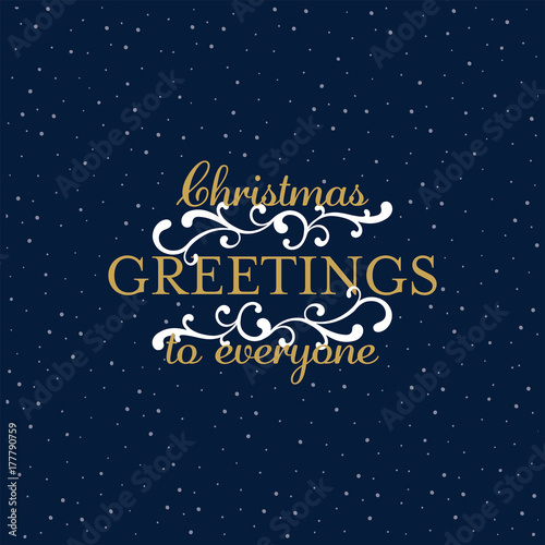 Christmas design with a blue background with snowflakes and greetings