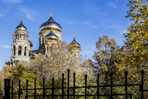 Latvia.Liepajas Sv. Nicholas Orthodox Cathedral of the Sea autumn photo