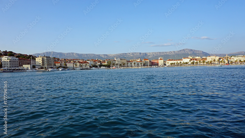 harbor entrance of split in croatia from a boat