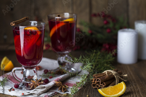 hot mulled wine with cinnamon  cardamom and anise