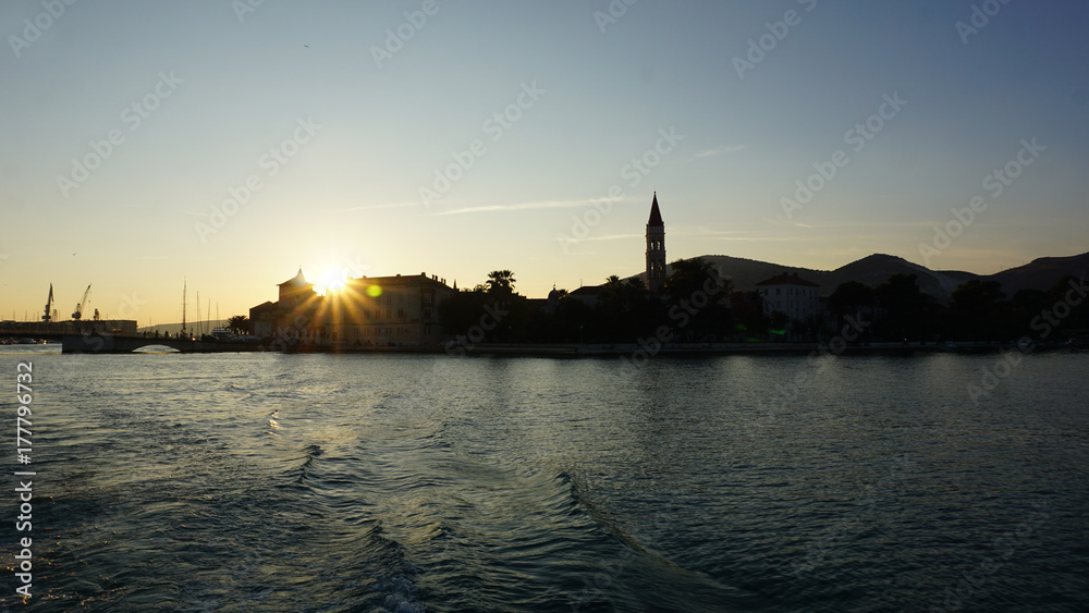 sunset in croatian city of trogir