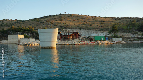 bridge builing in the mediterrenean sea near trogir photo