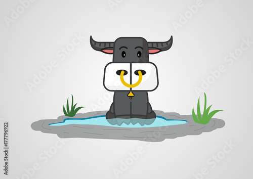 buffalo cute cartoon design, vector illustration.