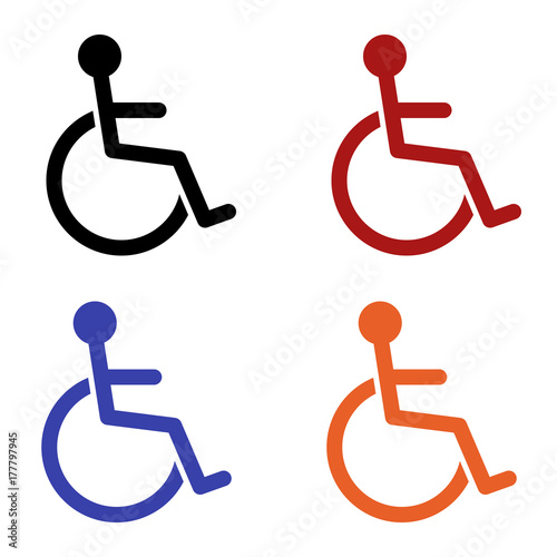 editable icon of handicapped in colors black red blue and orange isolated for applications and web pages