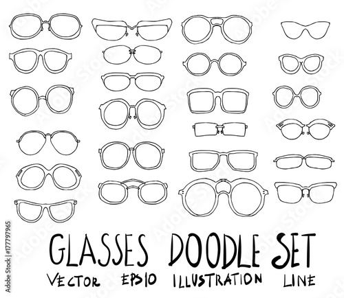 Set of Glasses illustration Hand drawn doodle Sketch line vector eps10