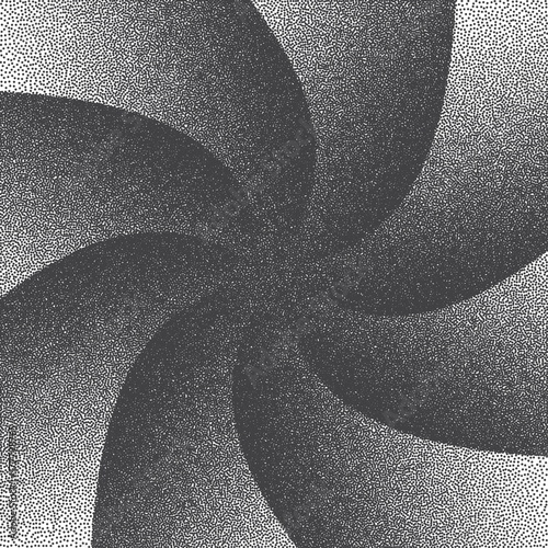 Vector Retro Style Dotwork Spiral Background. Abstract Dotted Stippling Engraving Old Texture