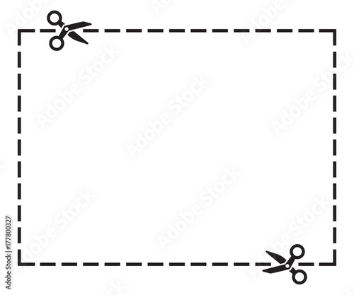 Illustration of a cut out coupon rectangle shape with scissors vector