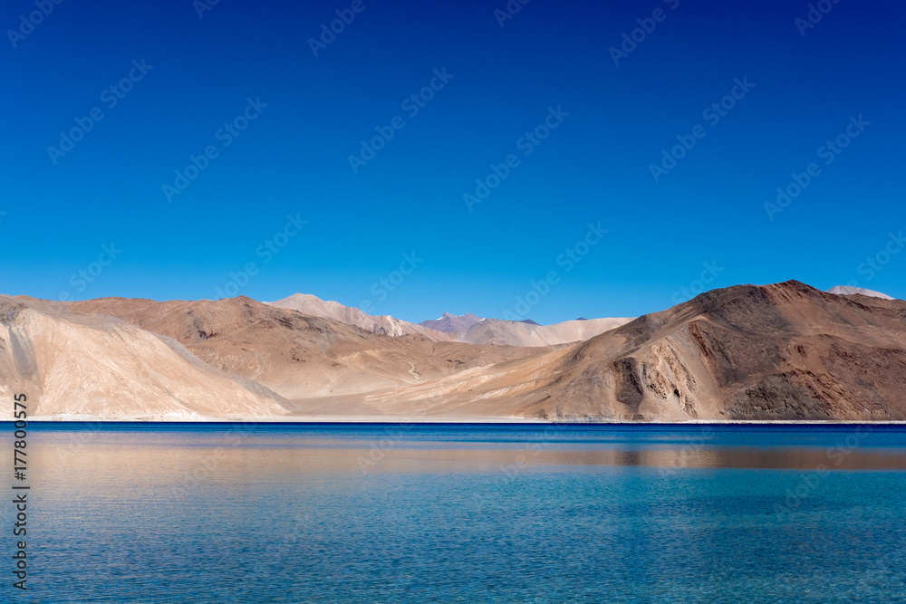 Landscape image of Pangong lake and mountains view background