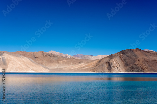 Landscape image of Pangong lake and mountains view background