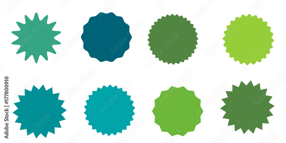 Set of vector starburst, sunburst badges.  Vintage labels. Colored stickers. A collection of different types and colors icon.