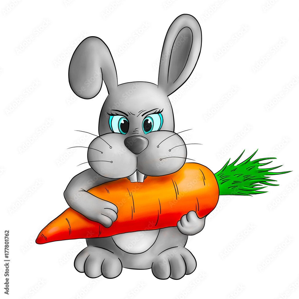 funny cartoon rabbit with carrot Stock Illustration | Adobe Stock