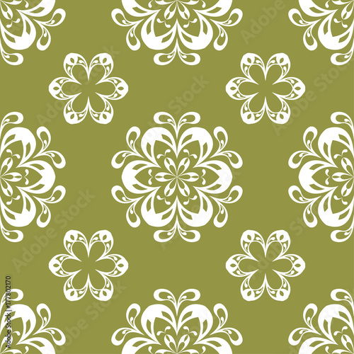 Olive green floral seamless pattern