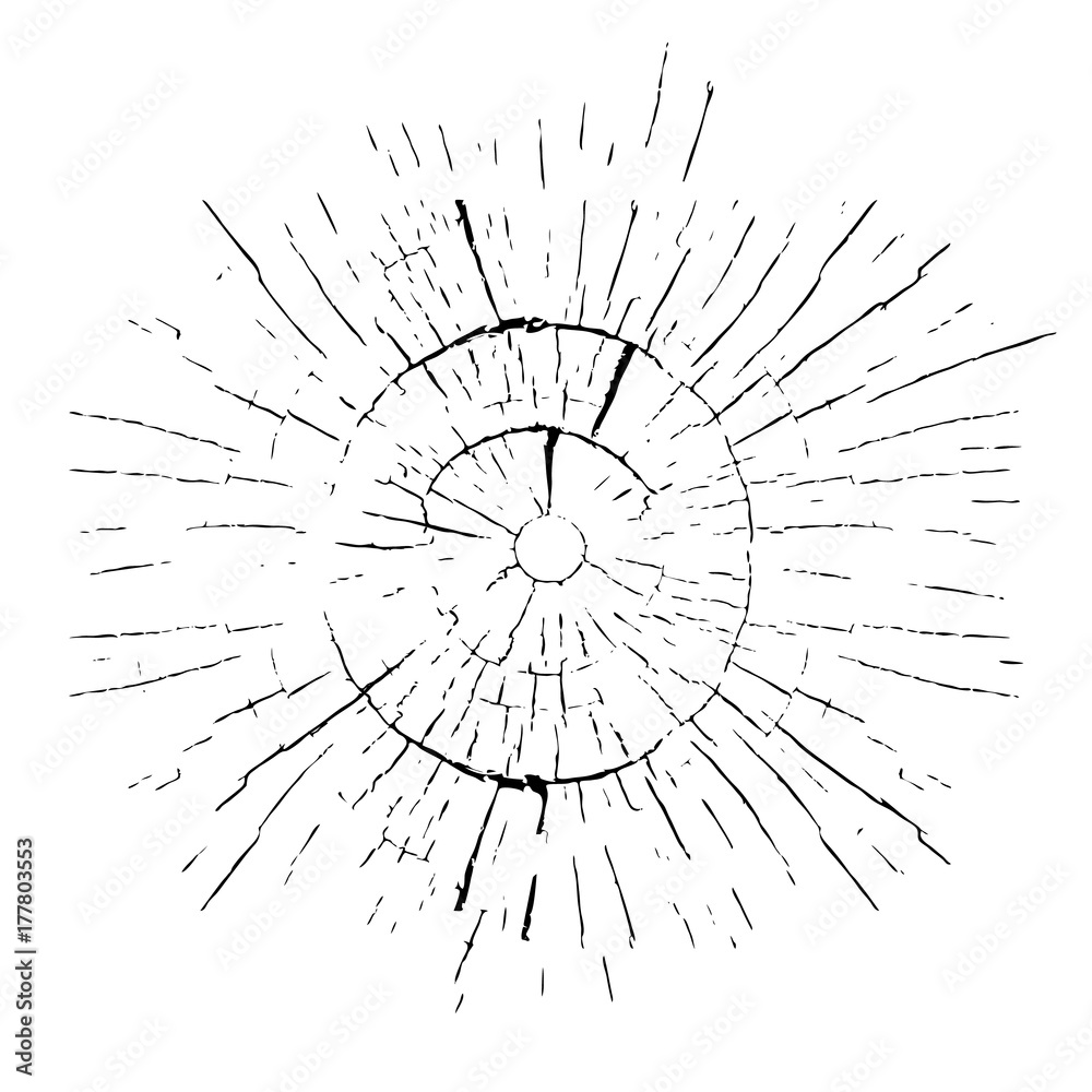 Broken glass on a white background. Vector illustration
