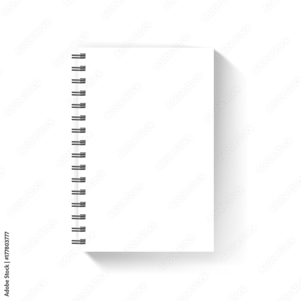 Blank white notebook cover vector mockup isolated on white Stock Vector ...