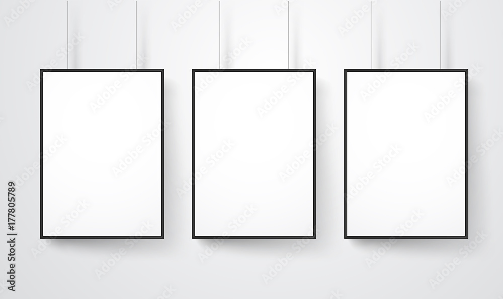 Blank white frames on the wall vector mockup. Ready for a content Blank white frames on the wall vector mockup. Ready for a content