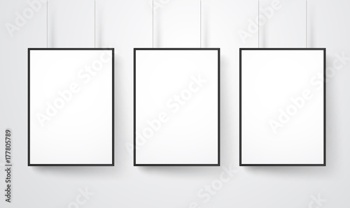 Blank white frames on the wall vector mockup. Ready for a content