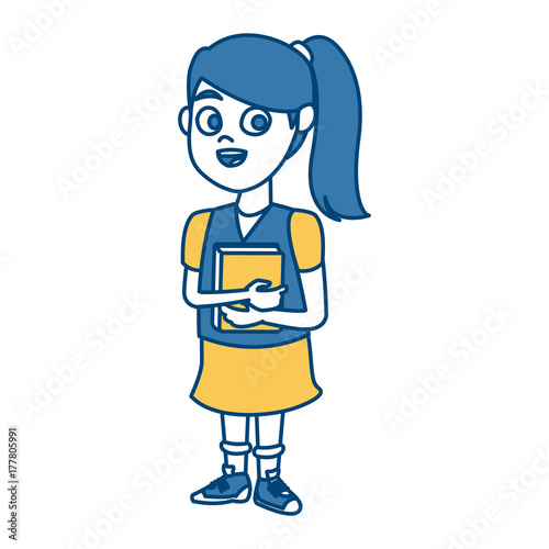 School girl cartoon icon vector illustration graphic design