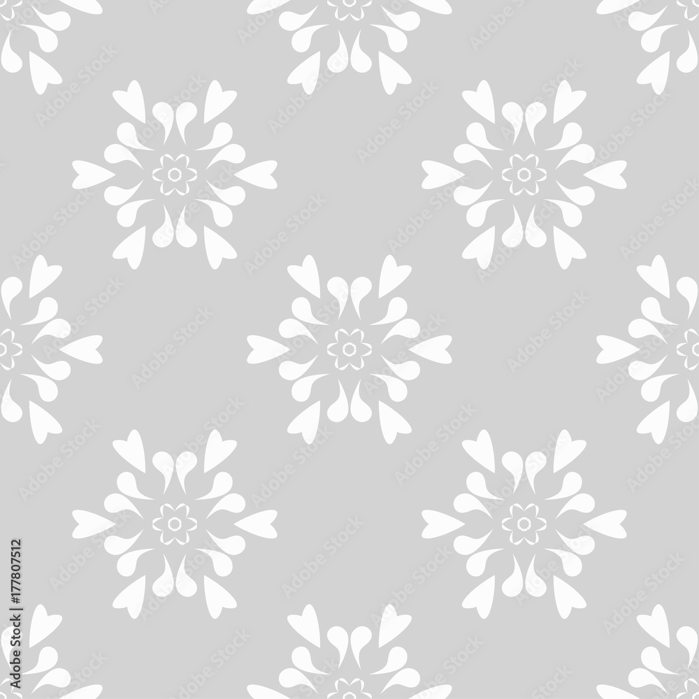 Seamless gray and white pattern with wallpaper ornaments