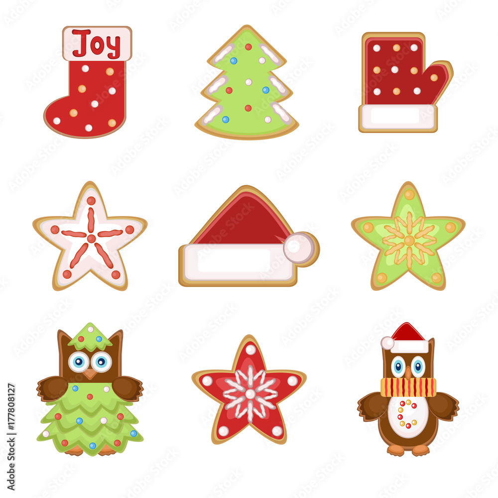Fototapeta premium Christmas set of cookies
