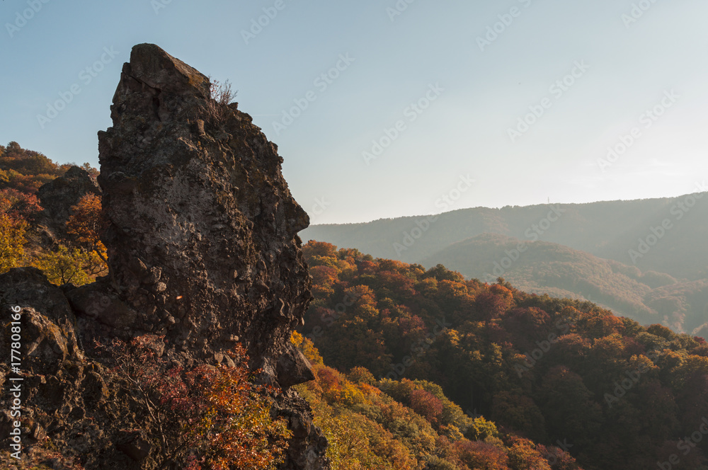 rocky mountains in Pilis hiking autumn