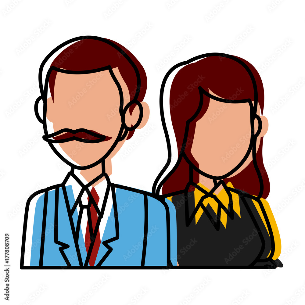 Teachers teamwork couple icon vector illustration graphic design