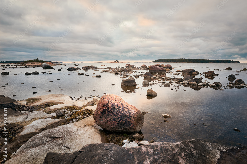 Nordic Cloudy Seaside Sunrise in Finland.