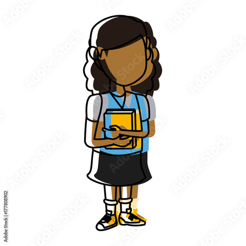 School girl cartoon icon vector illustration graphic design