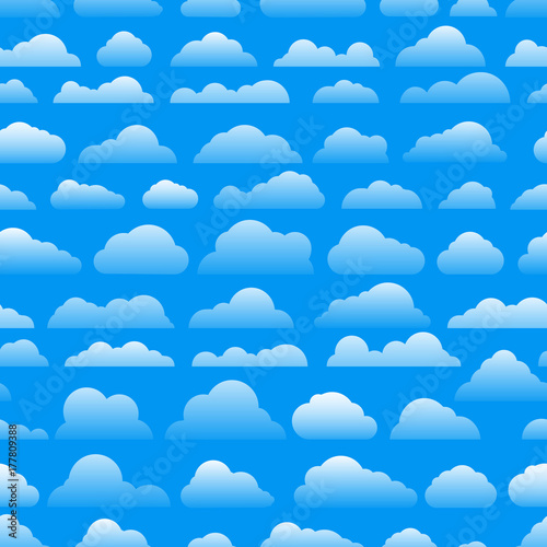 Seamless abstract pattern with clouds. Cartoon clous vector background