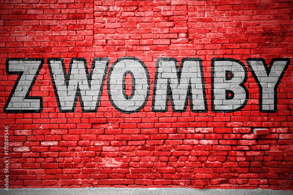 Fototapeta premium Zwomby Ziegelsteinmauer Graffiti