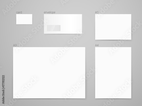 Different paper formats for branding. Vector mockup