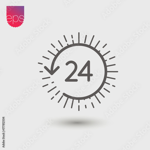 24 hour simple Vector Icon. Vector emblem isolated on grey background. Vector pictogram clipart