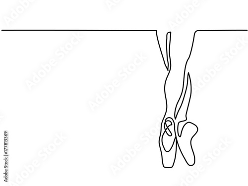 Continuous Line Art Drawing. Legs of Ballet Dancer ballerina. Vector Illustration